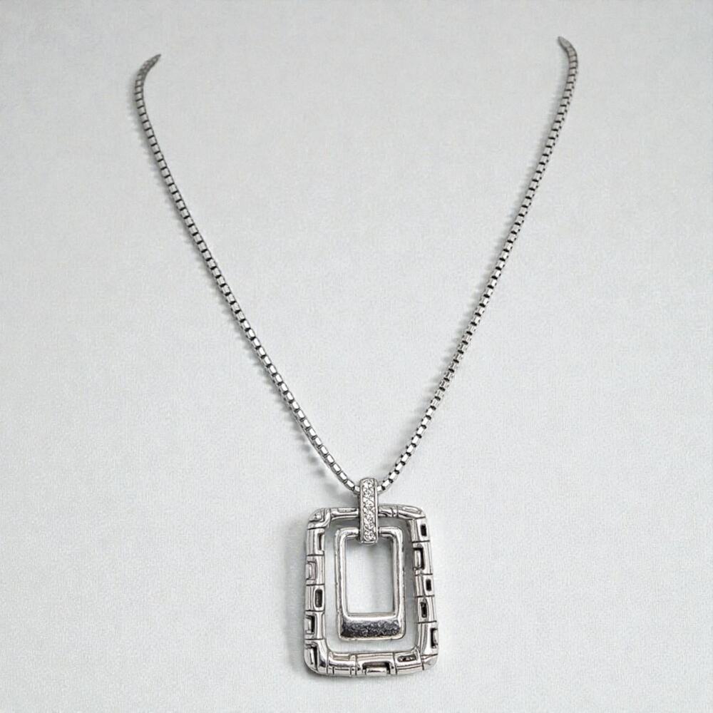 Brighton Nexus Double Rectangle Reversible Pendant Swarovski Crystal 18" Retired